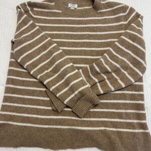 J. Crew women’s  Brown & White Striped Crewneck Sweater